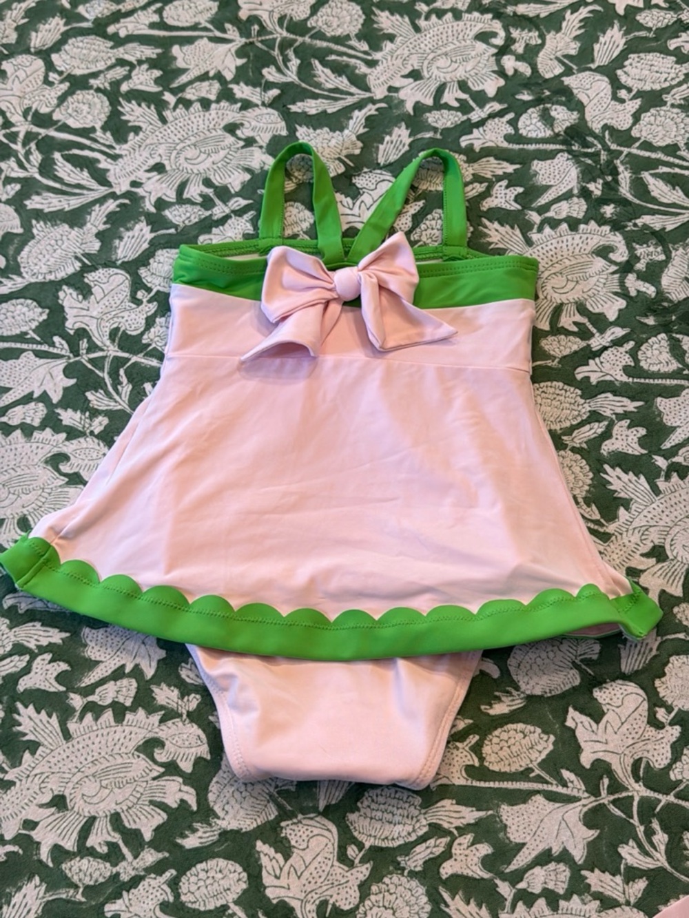 TBBC Pink & Green Scallop Trim Swimsuit - Picture 2 of 3